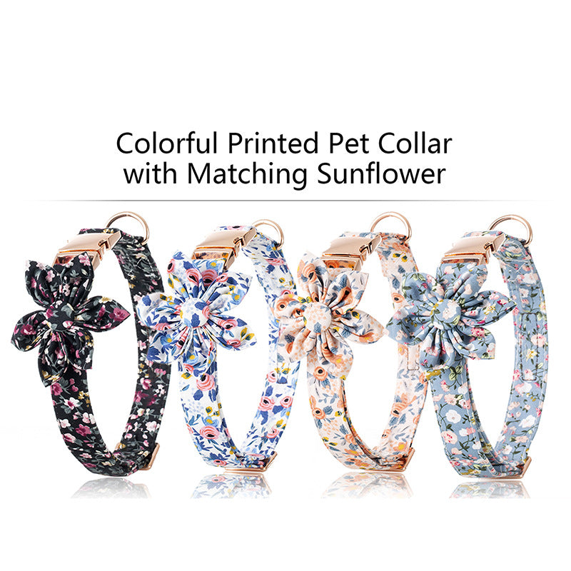 Pawsome Spring Day Collar & Leash Set featuring a double bow tie, handmade with 100% cotton, designed for dogs and cats.