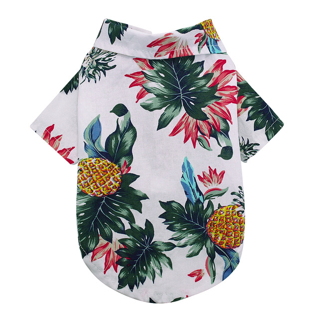 Hawaiian shirt with pineapple print.