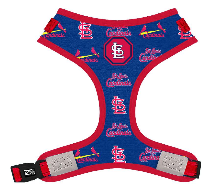 St. Louis Cardinals Adjustable Mesh Harness for pets, featuring team colors and logo, designed for comfort and style.