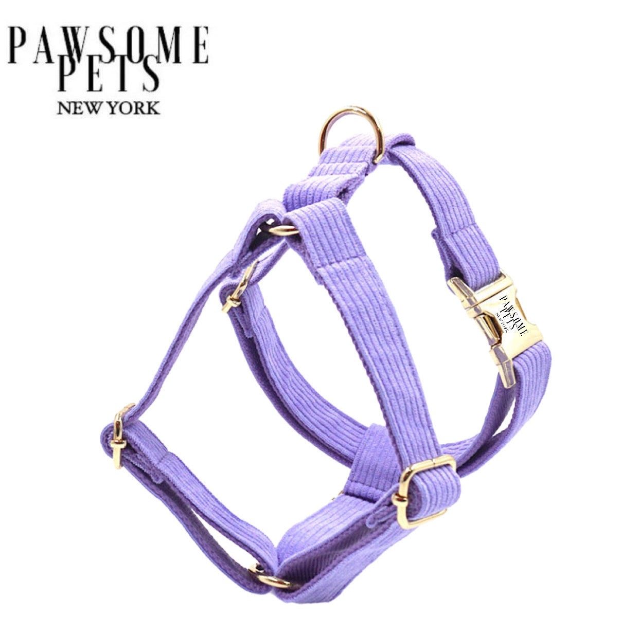 Bright purple step-in dog harness designed for comfort and style, featuring eco-friendly buckles and a durable D-ring.