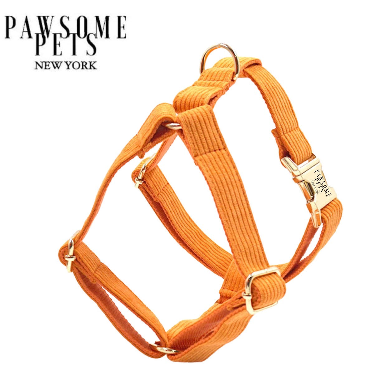 Vibrant orange STEP IN HARNESS designed for dogs, showcasing eco-friendly materials and a comfortable fit for all breeds.