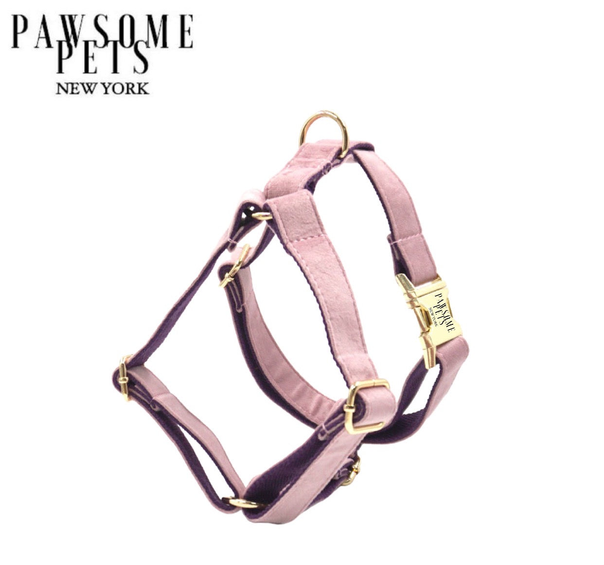 A pink step-in dog harness designed for comfort and style, featuring eco-friendly buckles and a durable D ring.