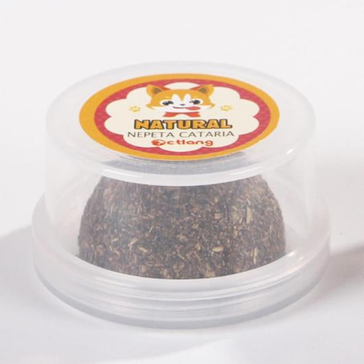 A colorful stick-on wall catnip treat ball designed for cats, showcasing its all-natural catnip and easy attachment feature.