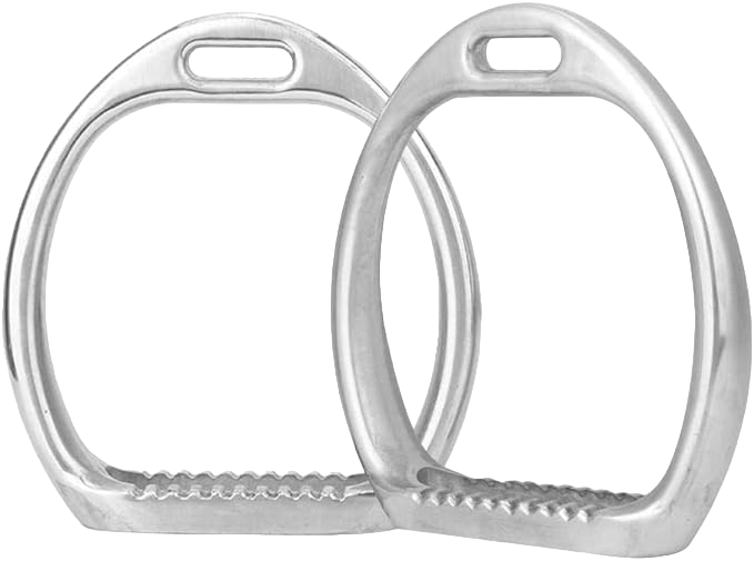 A pair of silver horse riding stirrups with a classic Western design, showcasing their durable and corrosion-resistant construction.