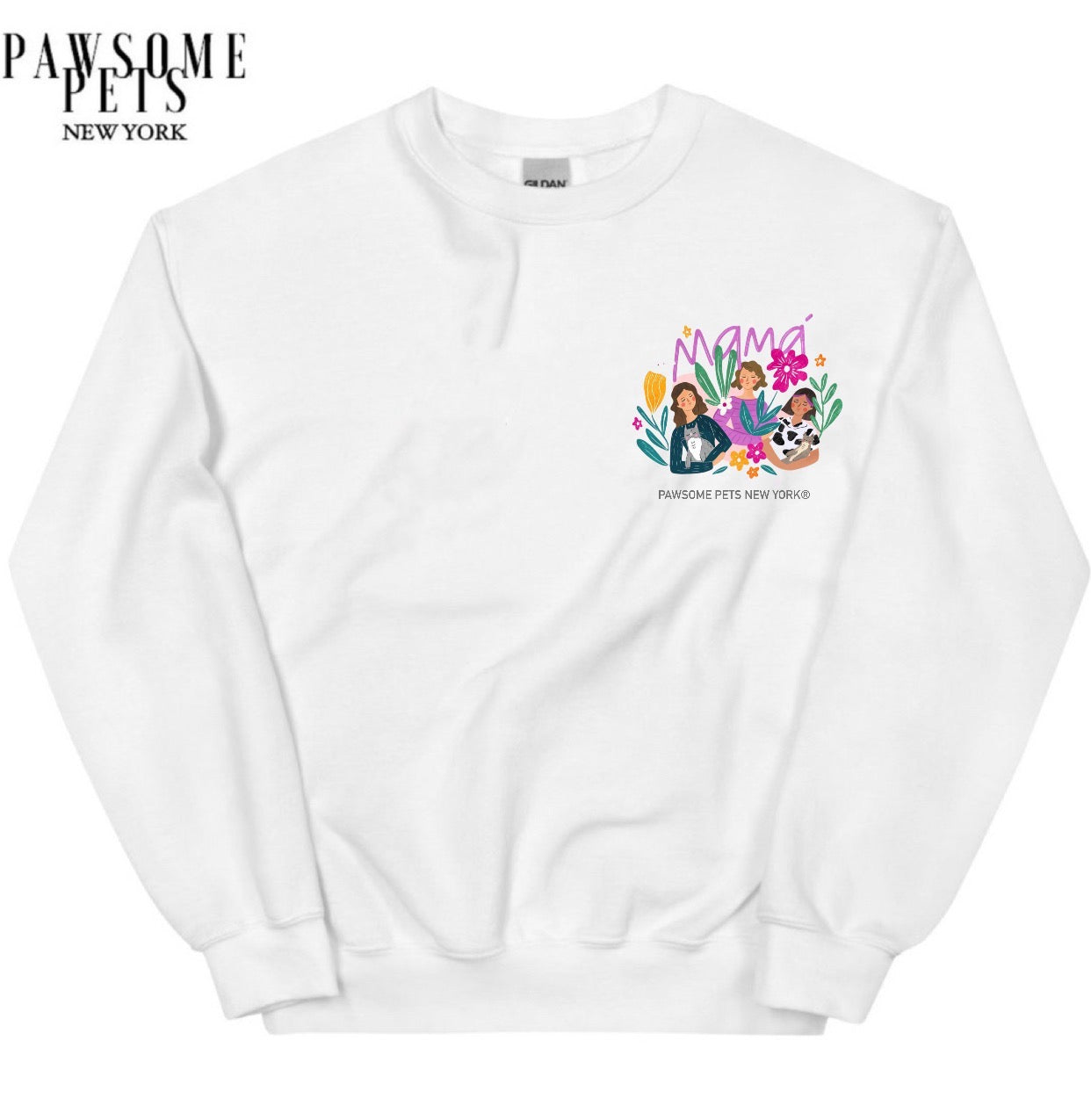 A cozy Cat Mama sweatshirt featuring a stylish design, made from a soft cotton-polyester blend, perfect for cat lovers.