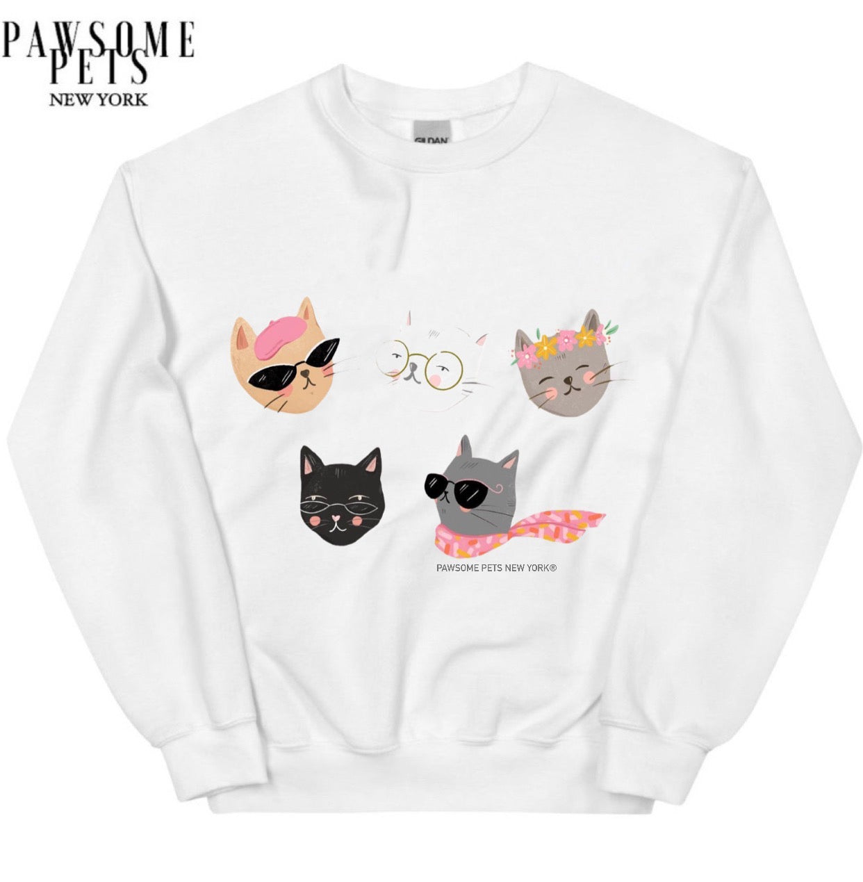 A cozy unisex sweatshirt featuring a playful cat party design, made from a soft cotton-polyester blend.