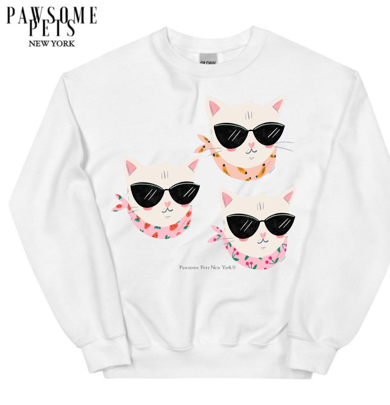 A stylish Cool Cats sweatshirt featuring a fun cat print, made from a comfortable cotton-polyester blend, perfect for casual wear.