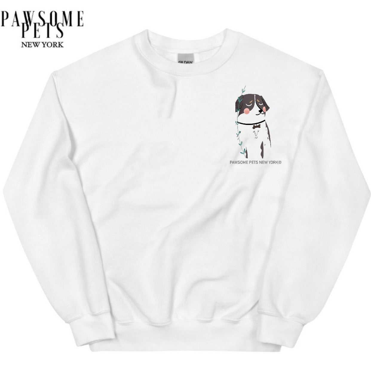 A stylish unisex sweatshirt featuring a dog-themed design, made from soft cotton and polyester blend, perfect for dog lovers.