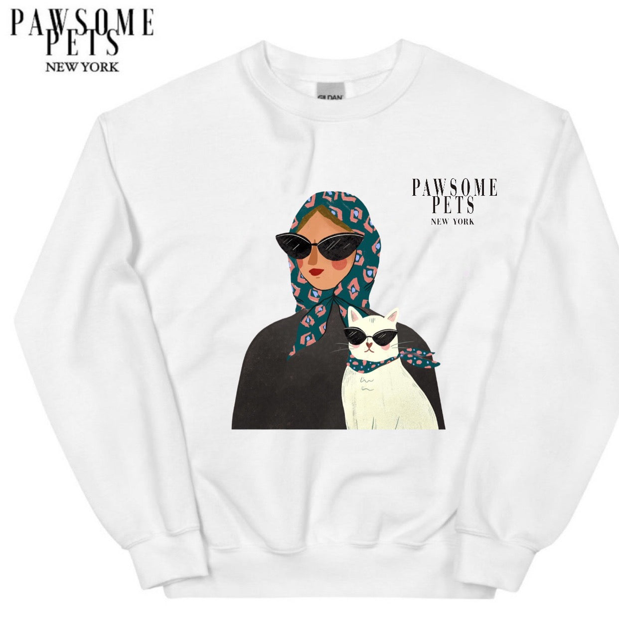 Dark green unisex sweatshirt with a playful cat design, made from soft cotton and polyester blend.