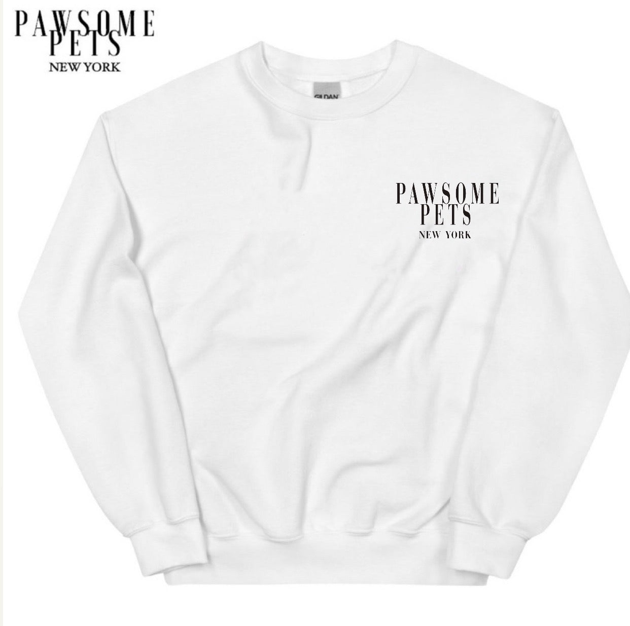 A comfortable unisex sweatshirt featuring a stylish design from Pawsome Pets New York, made from a cotton-polyester blend.