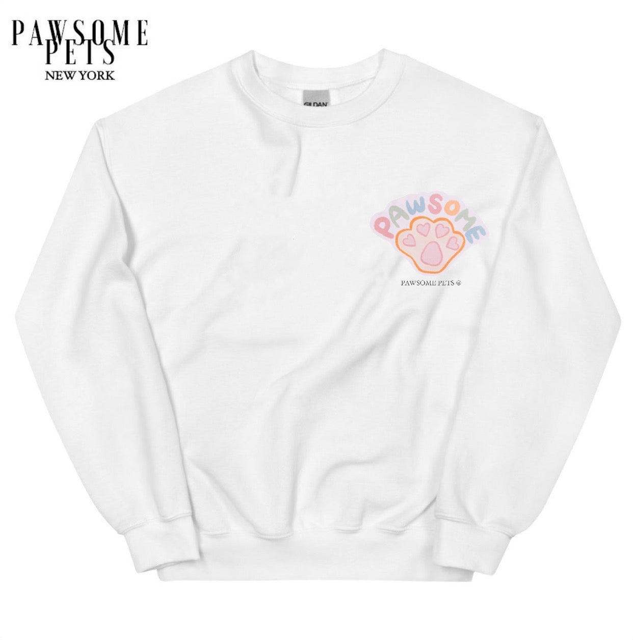 A cozy unisex sweatshirt featuring a vibrant pet-themed design, made from a soft cotton-polyester blend.