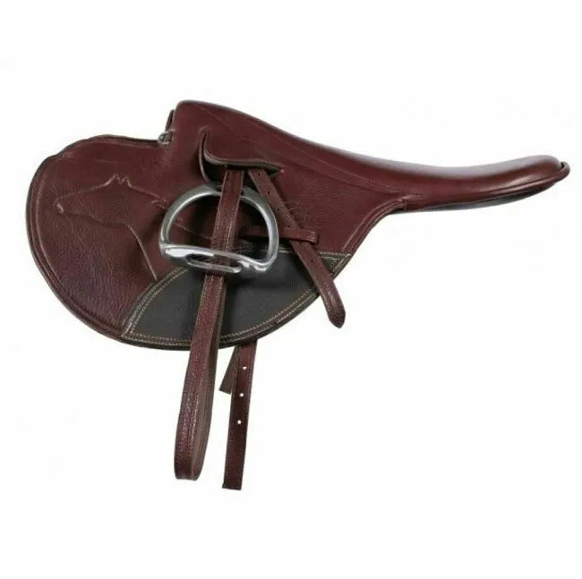 Synthetic Racing Exercise Saddle showcasing its lightweight design and durable materials, perfect for equestrian use.