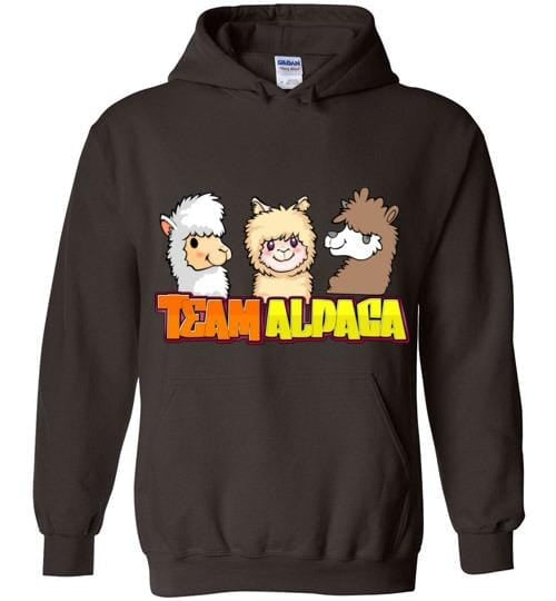Team Alpaca Gildan Heavy Hoodie featuring a double lined hood and quality screen printed design, perfect for casual wear or workouts.