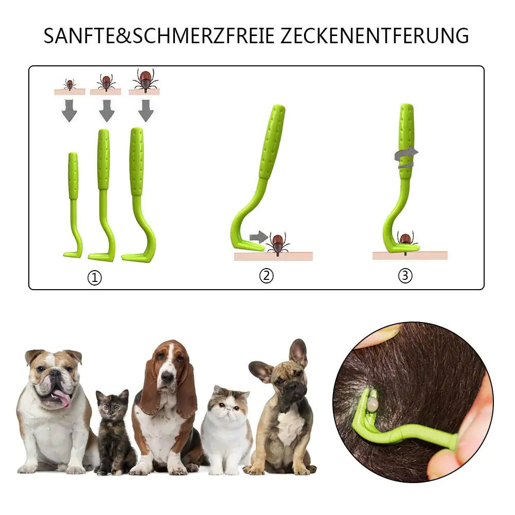 A Tick Removal Tool designed for safe and efficient tick extraction from pets, featuring a durable plastic body and a unique twist hook design.