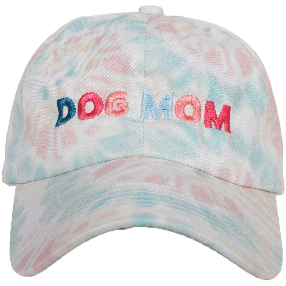 A stylish tie-dye hat designed for dog moms, featuring vibrant colors and a comfortable fit.