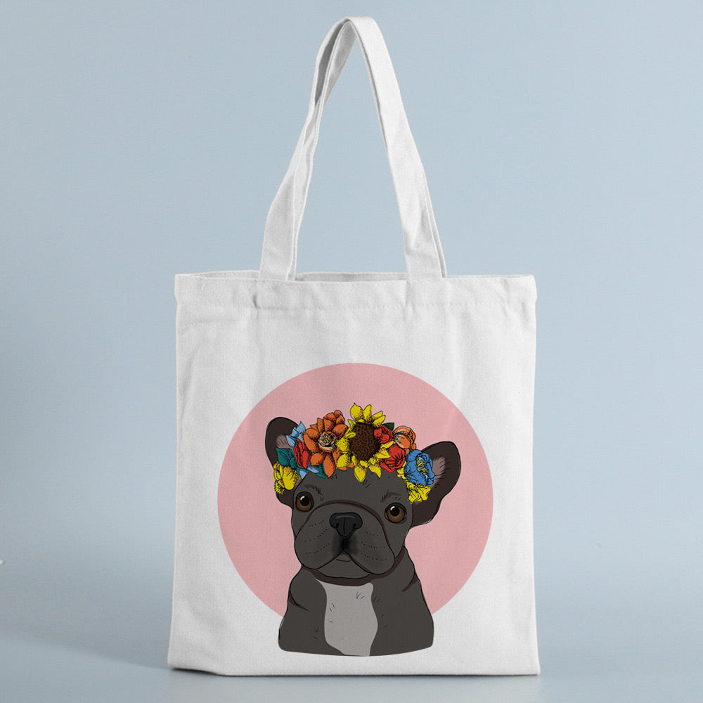 A stylish Polyester Canvas Tote Bag designed by PAWSOME PETS NEW YORK, featuring vibrant prints and a spacious design.