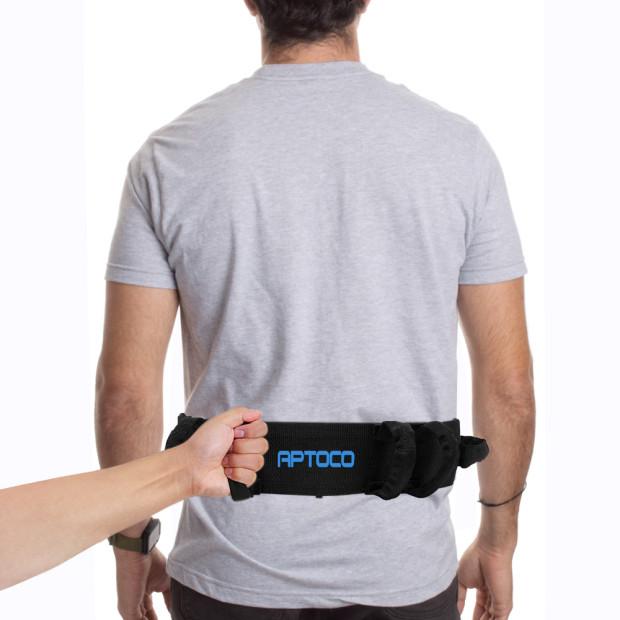 Aptoco Transfer Belt with six padded handles for secure patient transfers, adjustable design, and durable construction.