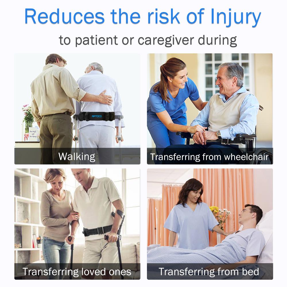 Aptoco Transfer Belt with six padded handles for secure patient transfers, adjustable design, and durable construction.