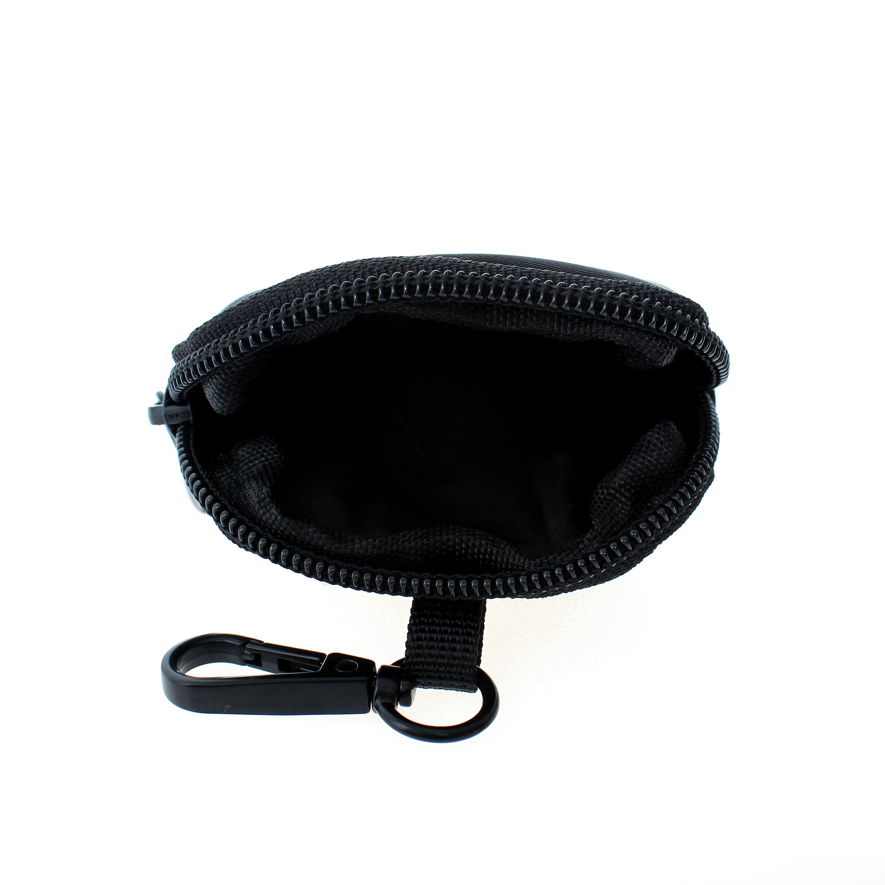 A durable treat pouch clipped onto a dog leash, designed for easy access to dog treats.