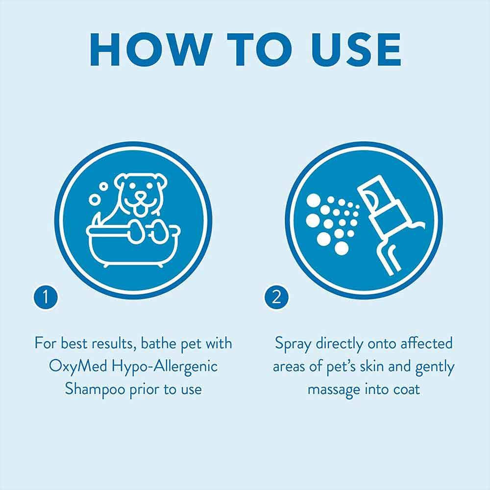 Tropiclean Oxymed Hypo-Allergenic Soothing Spray for dogs and cats in an 8 fl oz bottle, designed for allergy relief.