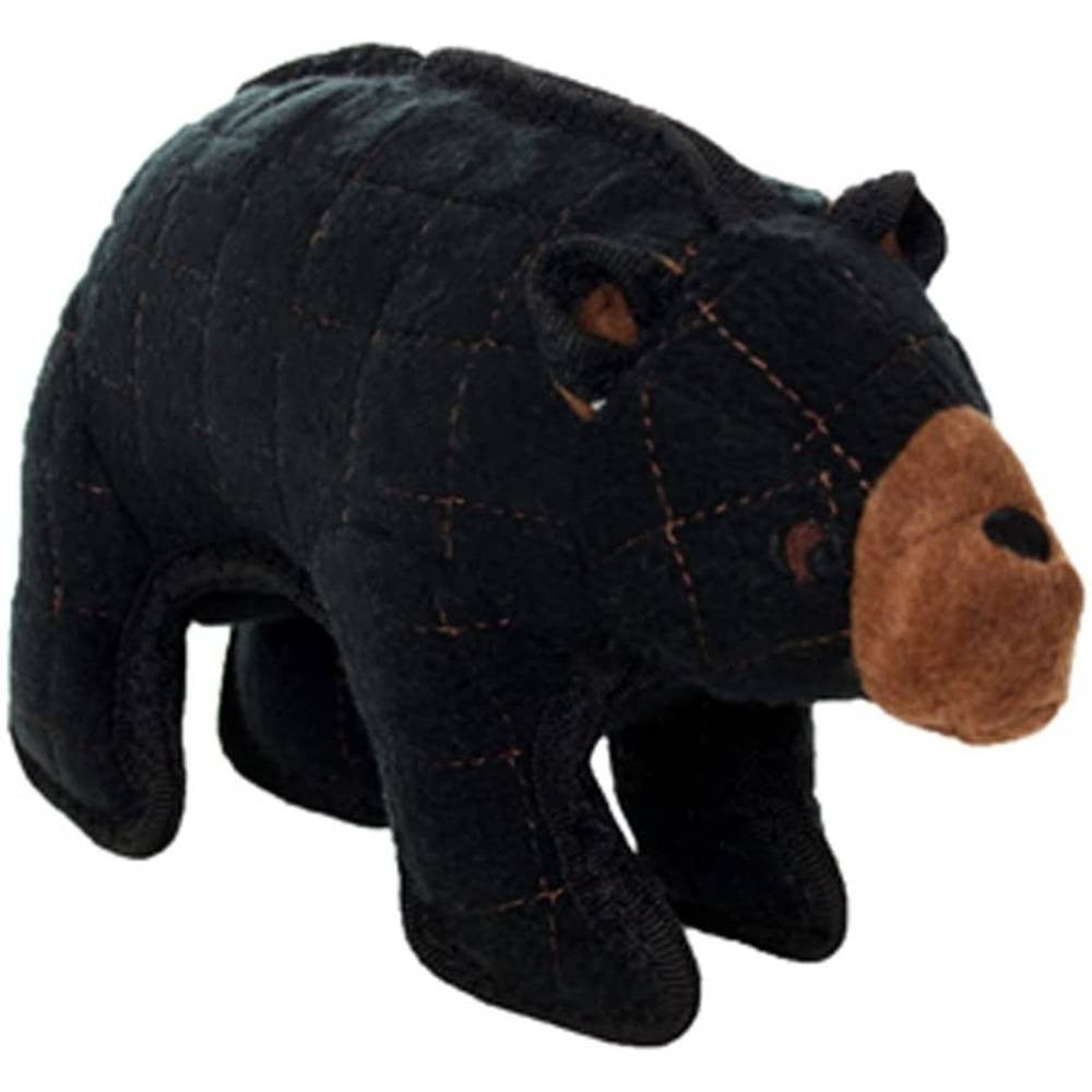 Tuffy Jr Zoo Bear dog toy, featuring soft fleece exterior and durable layers for medium to large dogs, designed for interactive play.