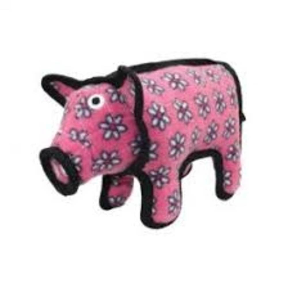 Tuffy Junior Barnyard Pig dog toy featuring a soft fleece exterior and durable construction, designed for small to medium dogs.