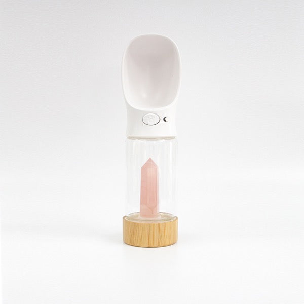 Urban Oasis crystal-infused water bottle with natural crystals, eco-friendly design, perfect for hydration on-the-go.