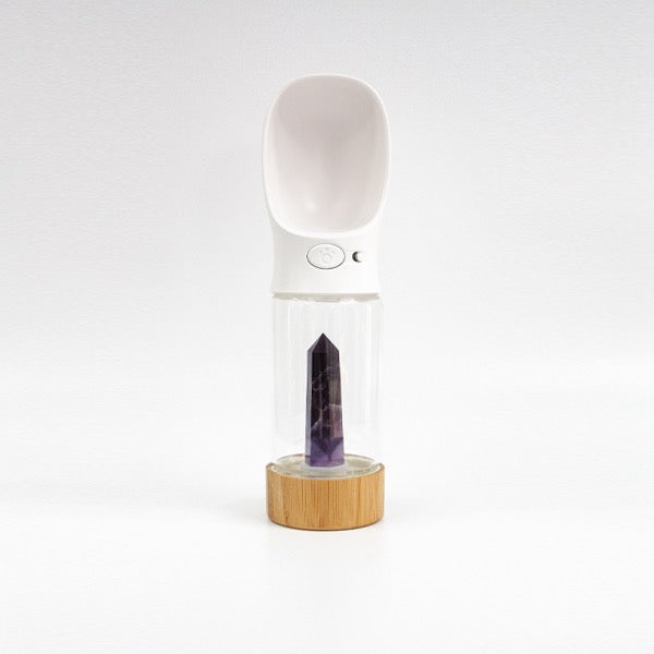 Urban Oasis crystal-infused water bottle with natural crystals, eco-friendly design, perfect for hydration on-the-go.