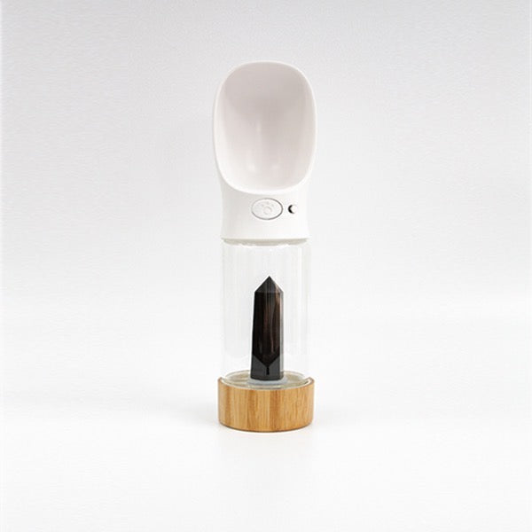 Urban Oasis crystal-infused water bottle with natural crystals, eco-friendly design, perfect for hydration on-the-go.