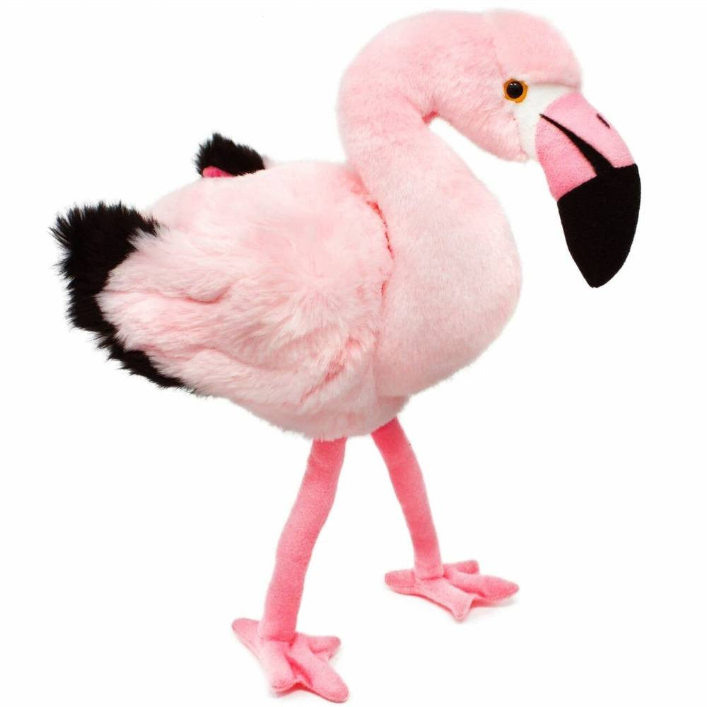 VIAHART Fay the Flamingo plush toy, 13 inches tall, soft pink fabric with a cute expression, perfect for cuddling and imaginative play.