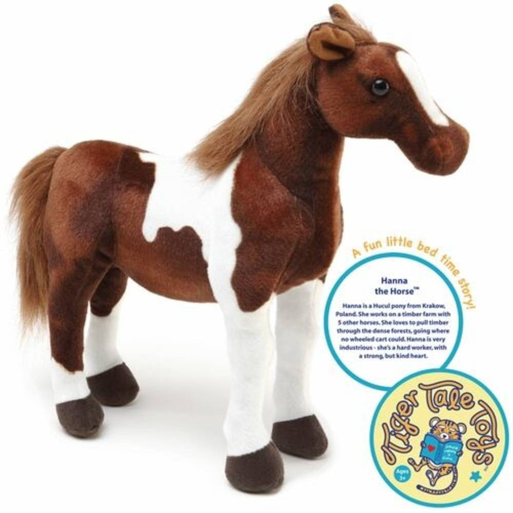 VIAHART Hanna the Horse plush toy, a soft and huggable 16-inch stuffed animal with jointed legs, perfect for children aged 3 and up.