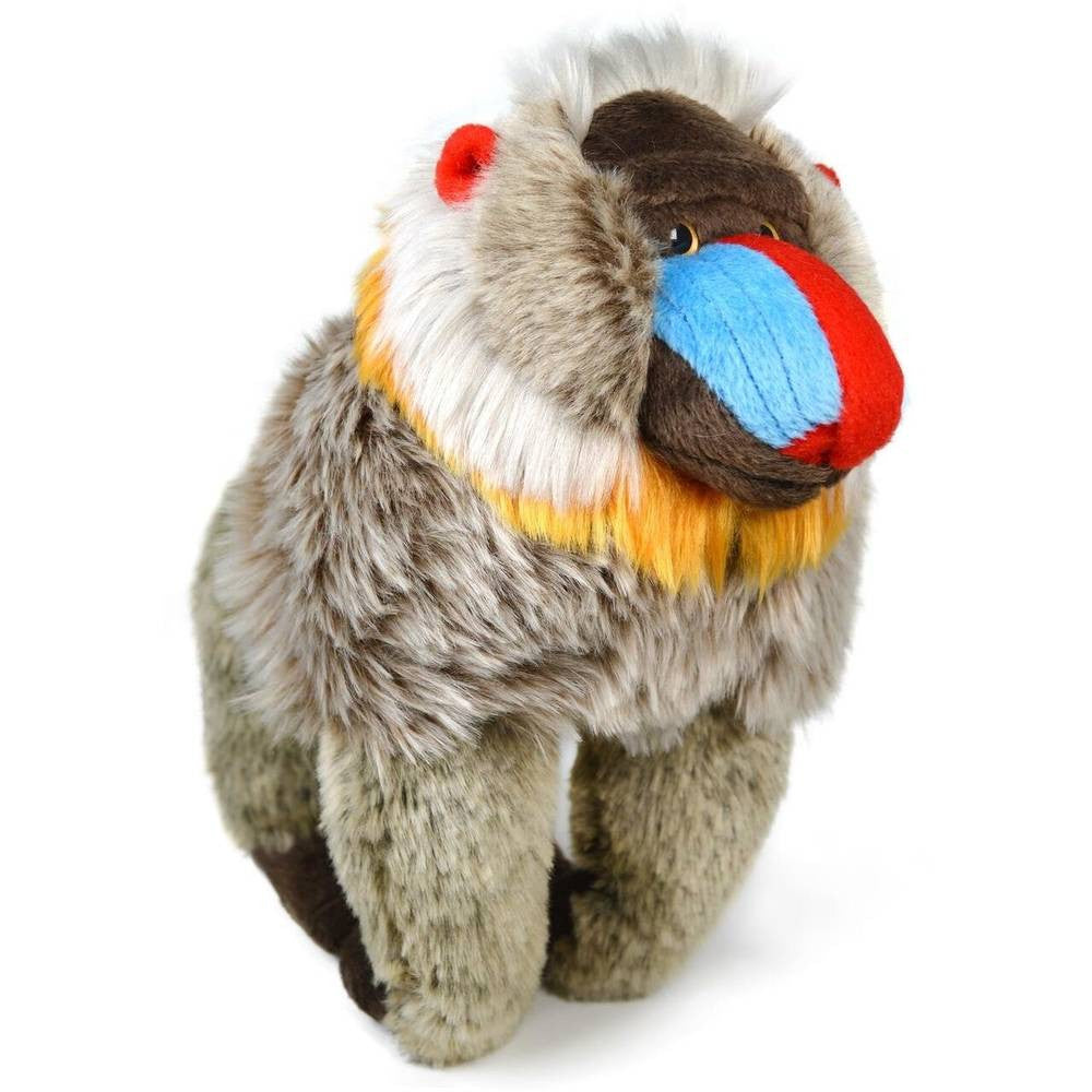 VIAHART Mambo the Mandrill, a 10.5-inch plush stuffed animal with colorful features, soft fabric, and a friendly expression, perfect for cuddling.