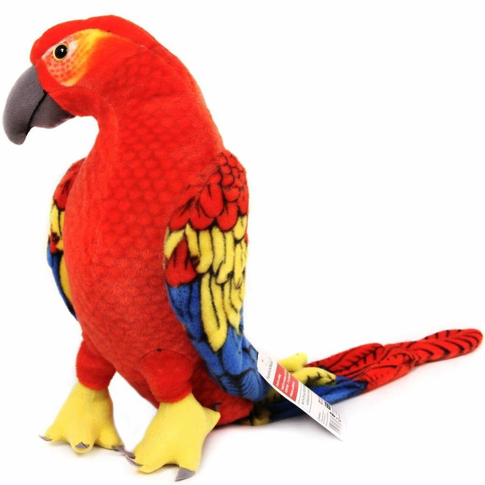 VIAHART Miguelita the Macaw plush toy, featuring vibrant colors and soft fabric, perfect for cuddling.