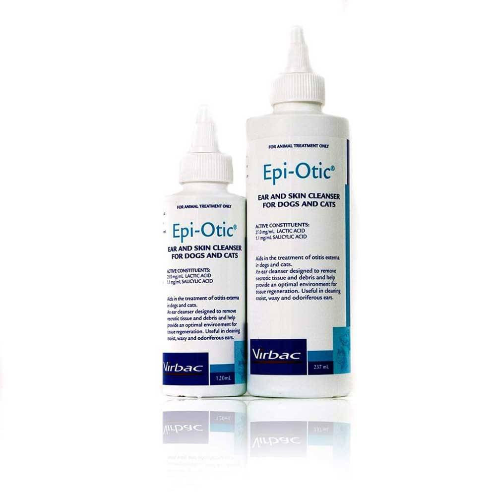 Virbac Epi-Otic Ear Cleanser bottle for dogs and cats, featuring a sleek design and easy-to-use applicator.