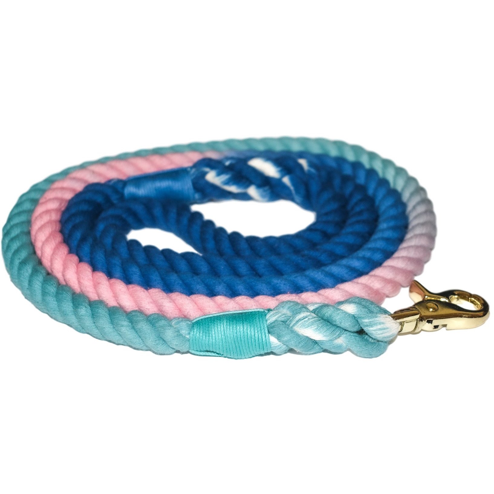 Vitamin Sea Dog Leash made of hand-dyed cotton rope, featuring a stylish ombre design and sturdy nickel-plated hardware.