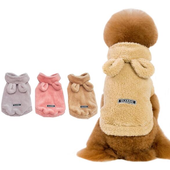 Warm Cat Clothes in gray and pink, designed for small and medium pets, made from soft cotton material for winter comfort.