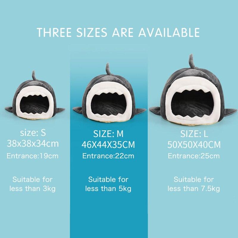 Warm Pet Dog Bed in shark shape, made of breathable cotton, perfect for winter comfort for cats and dogs.