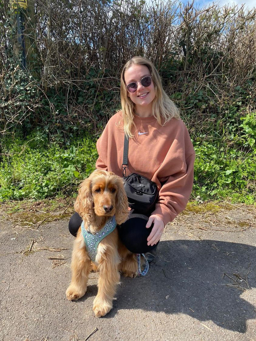 A stylish waterproof dog walking bag with multiple compartments, designed for pet owners to keep essentials organized during walks.