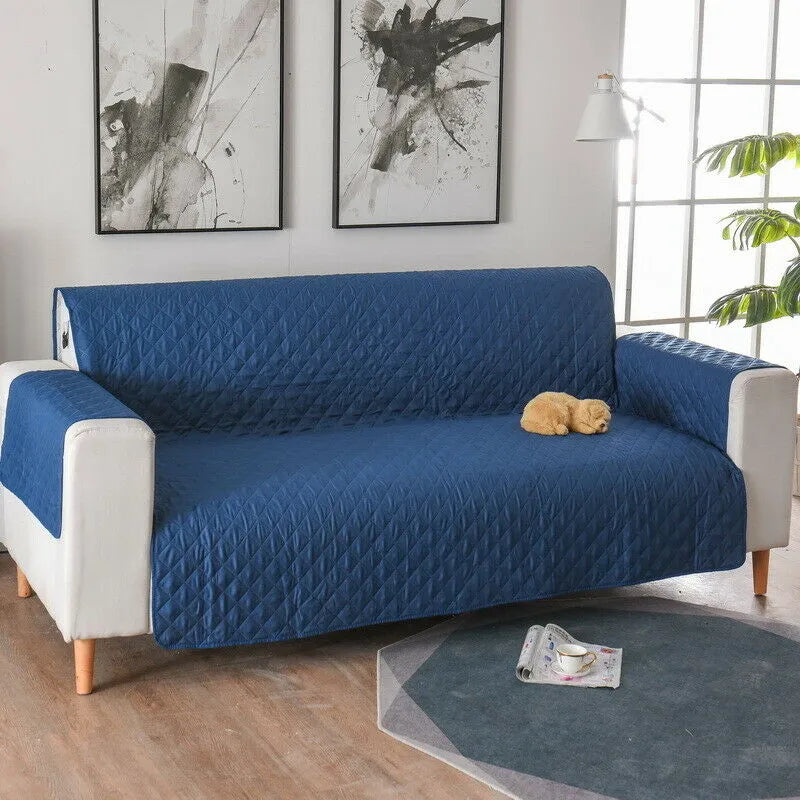 A stylish waterproof pet sofa cover protecting a couch from pet fur and spills, featuring a modern design that complements home decor.