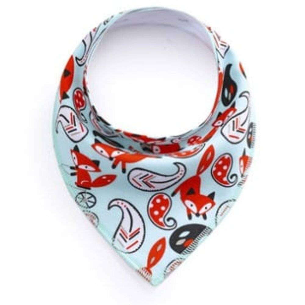Wiggles Colourful Cotton Triangle Dog Bandana featuring a playful fox design, suitable for small to large dogs, made from soft and breathable cotton.
