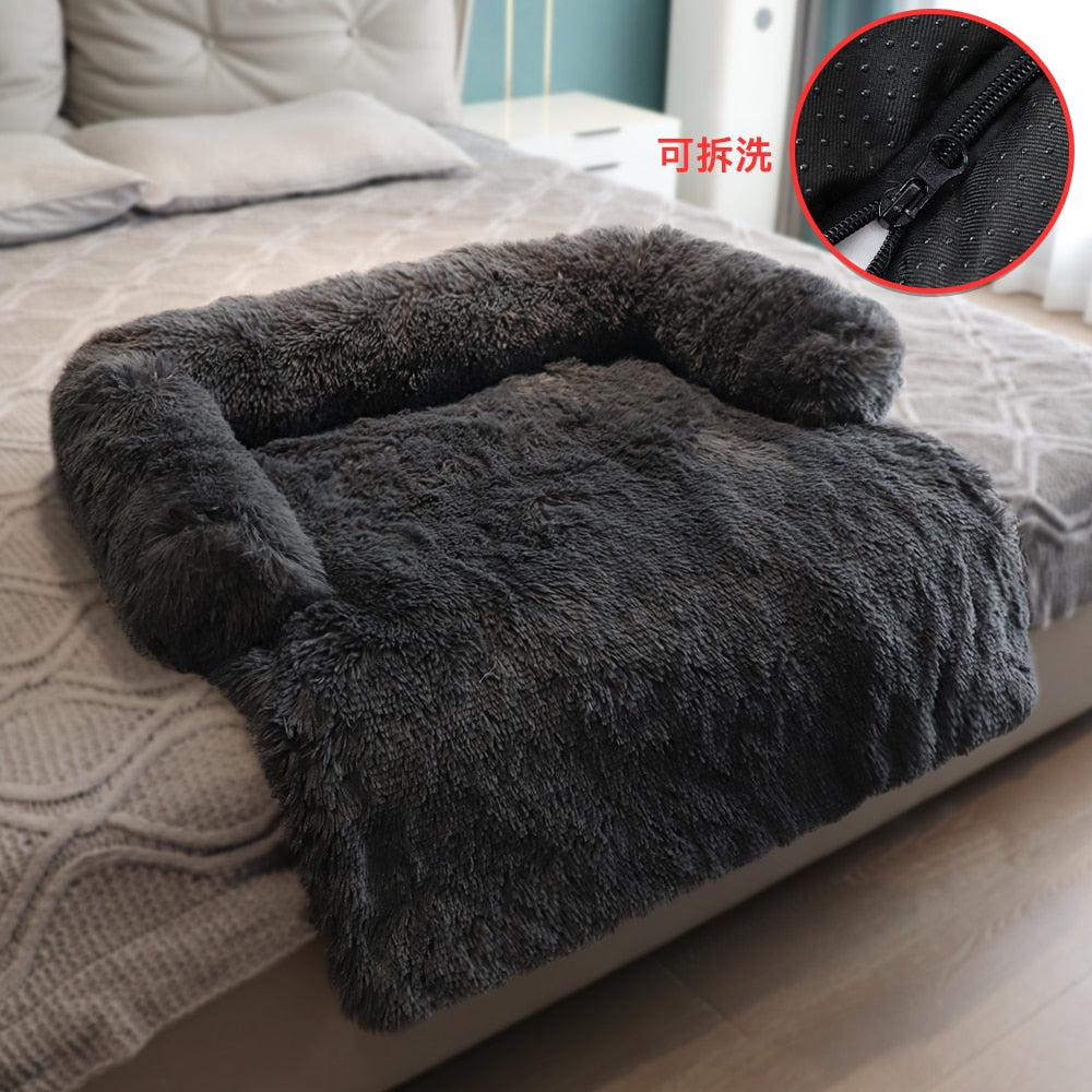 Winter Large Dog Sofa Bed with plush removable cover, designed for comfort and warmth for pets of all sizes.