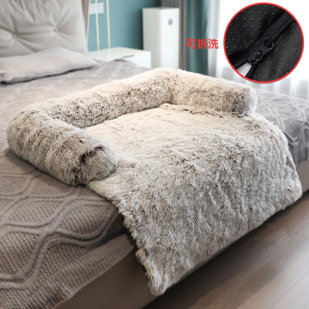 Winter Large Dog Sofa Bed with plush removable cover, designed for comfort and warmth for pets of all sizes.