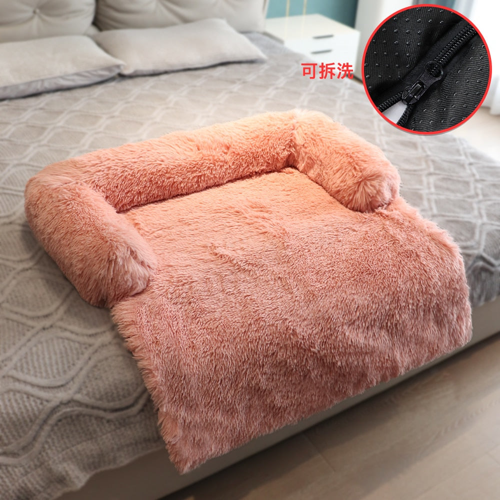 Winter Large Dog Sofa Bed with plush removable cover, designed for comfort and warmth for pets of all sizes.