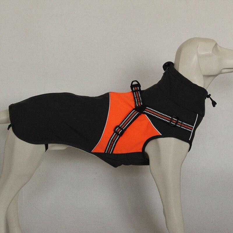 A small dog wearing a waterproof winter vest jacket, showcasing its stylish solid design and warm cotton material, perfect for cold weather.