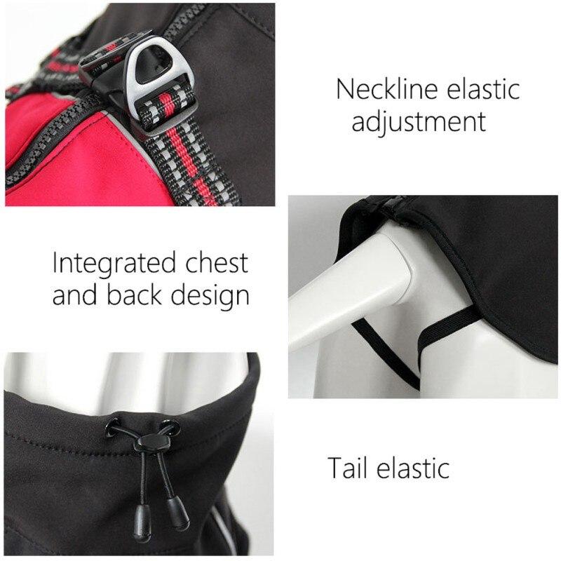 A small dog wearing a waterproof winter vest jacket, showcasing its stylish solid design and warm cotton material, perfect for cold weather.