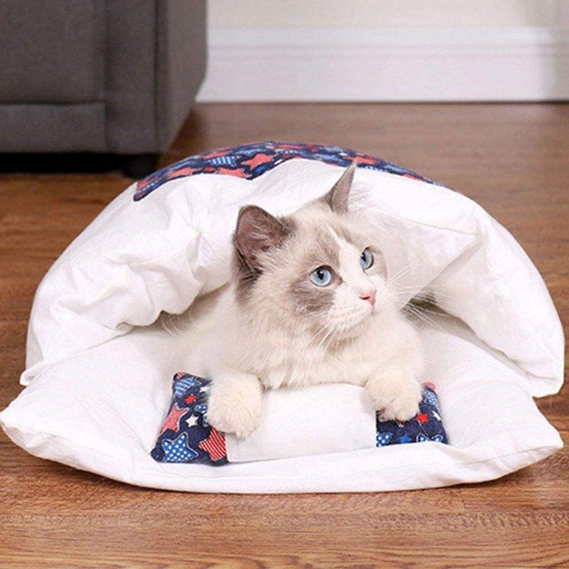 Cozy Winter Warm Pet Dog Cave Bed made of soft fleece, designed for cats and puppies with a removable washable cover.