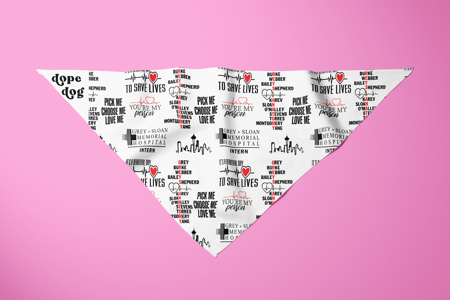 You're My Person Bandana for dogs, handmade with ultra-soft polyester fabric, featuring a stylish design perfect for small and giant dogs.