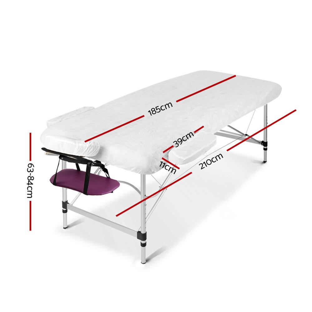 Zenses 3 Fold Portable Aluminium Massage Table in violet color, showcasing its sturdy design and adjustable features.