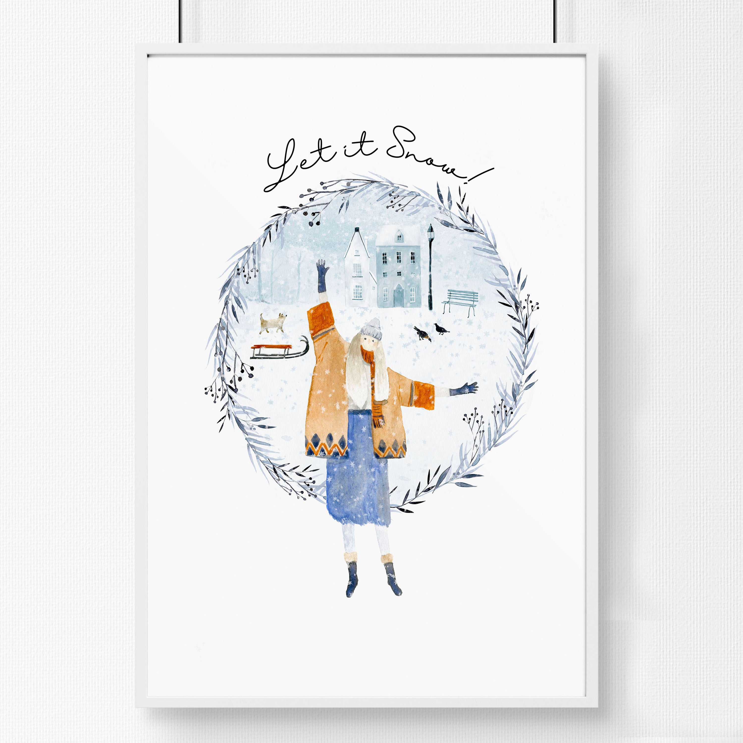 A vibrant Christmas wall art print featuring intricate holiday designs, perfect for festive home decor.