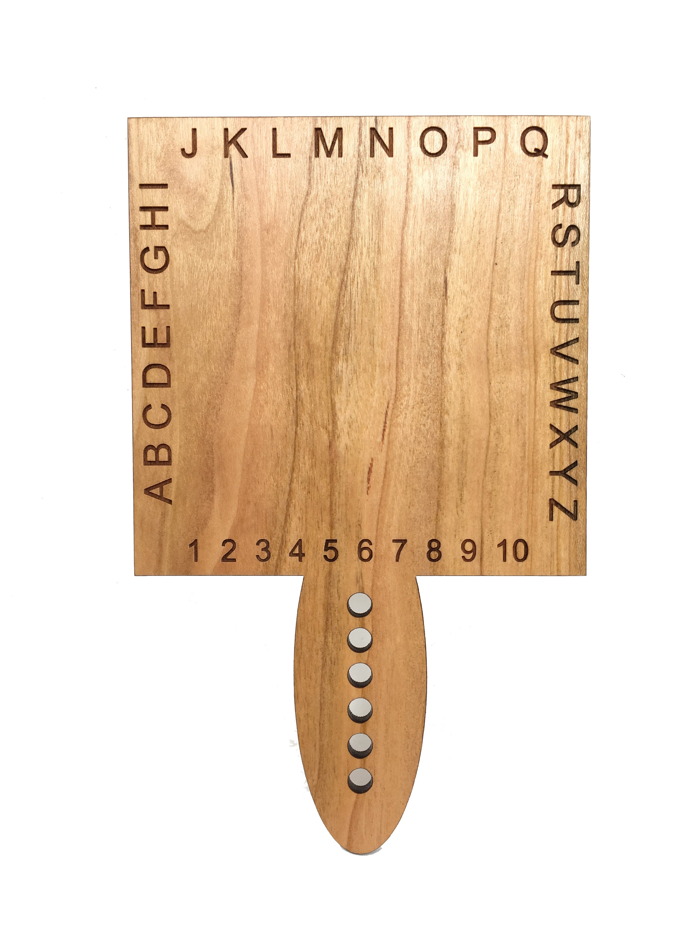 Horn Book ABC's made of cherry hardwood, featuring the alphabet and numbers, designed for children's education.